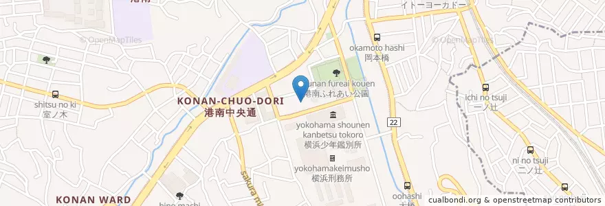 Mapa de ubicacion de 横浜市安全管理局港南消防署 en 일본, 가나가와현, 요코하마시, 港南区.