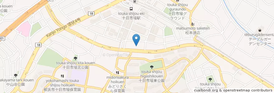 Mapa de ubicacion de 横浜市安全管理局緑消防署十日市場消防出張所 en Japão, 神奈川県, 横浜市, 緑区.