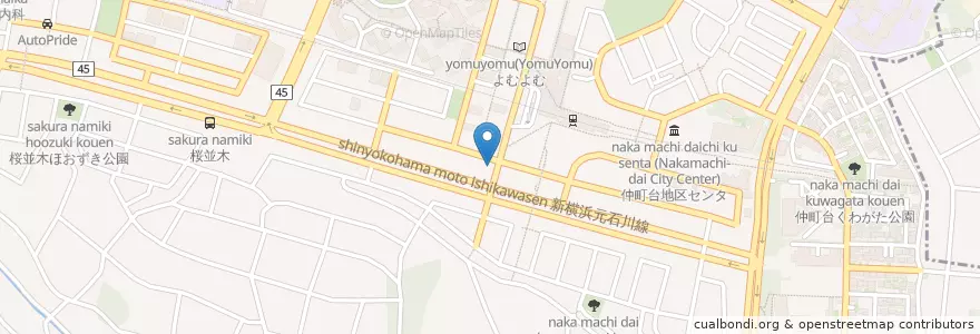 Mapa de ubicacion de 横浜市安全管理局都筑消防署仲町台消防出張所 en 일본, 가나가와현, 요코하마시, 都筑区.