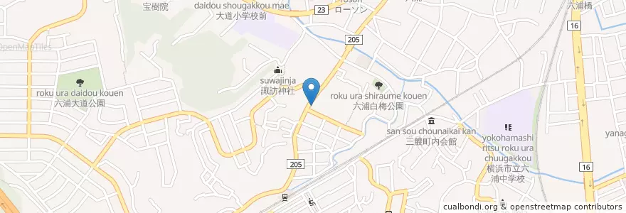 Mapa de ubicacion de 金沢消防署六浦消防出張所 en 일본, 가나가와현, 요코하마시, 金沢区.