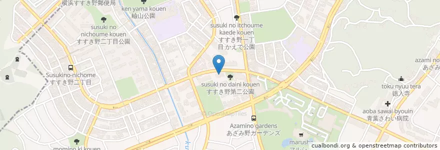 Mapa de ubicacion de 横浜市安全管理局青葉消防署すすき野消防出張所 en اليابان, كاناغاوا, 横浜市, 青葉区.