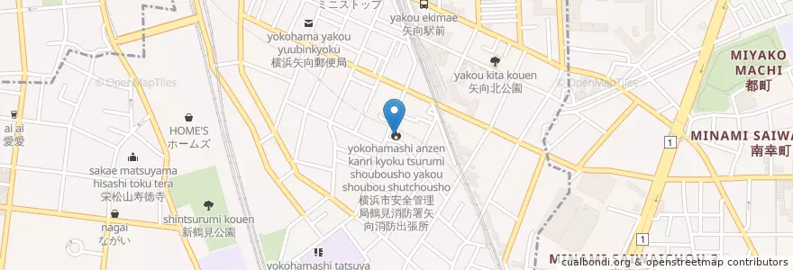 Mapa de ubicacion de 横浜市安全管理局鶴見消防署矢向消防出張所 en Japan, Präfektur Kanagawa, Yokohama, 鶴見区.