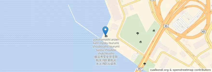 Mapa de ubicacion de 横浜市安全管理局鶴見消防署鶴見水上消防出張所 en Japan, Kanagawa Prefecture, Yokohama, Tsurumi Ward.