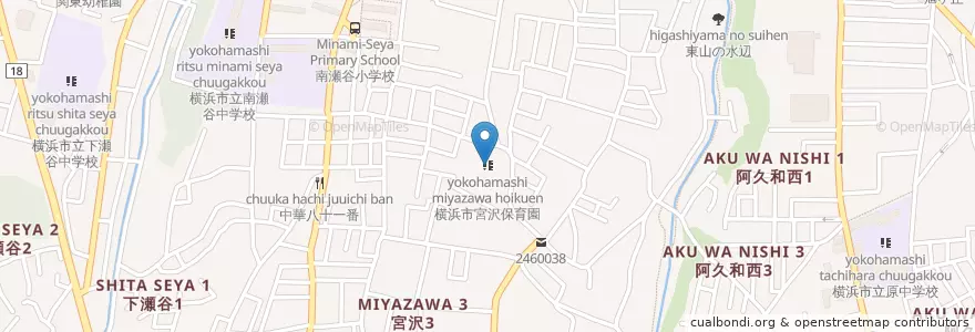 Mapa de ubicacion de 横浜市宮沢保育園 en Japón, Prefectura De Kanagawa, Yokohama, 瀬谷区.