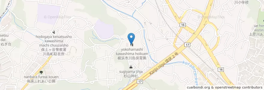 Mapa de ubicacion de 横浜市川島保育園 en 일본, 가나가와현, 요코하마시, 保土ヶ谷区.