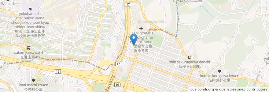 Mapa de ubicacion de 横浜市新桜ケ丘保育園 en Japan, Präfektur Kanagawa, Yokohama, 保土ヶ谷区.