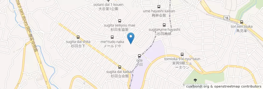 Mapa de ubicacion de 横浜市杉田保育園 en 일본, 가나가와현, 요코하마시, 磯子区, 金沢区.