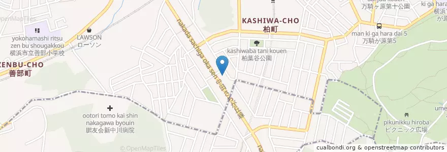 Mapa de ubicacion de 柏保育園 en اليابان, كاناغاوا, 横浜市, 旭区.