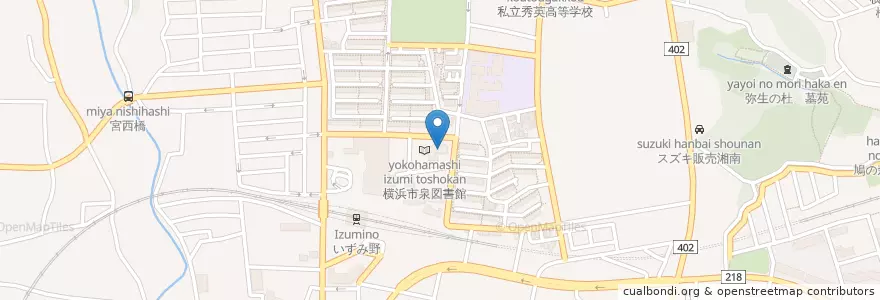 Mapa de ubicacion de 横浜市泉図書館 en 일본, 가나가와현, 요코하마시, 泉区.