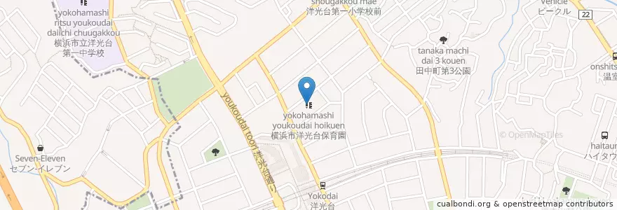 Mapa de ubicacion de 横浜市洋光台保育園 en 日本, 神奈川県, 横浜市, 磯子区.