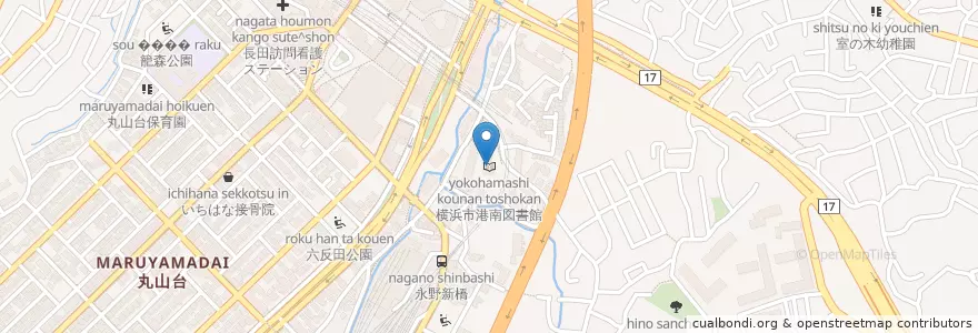 Mapa de ubicacion de 横浜市港南図書館 en ژاپن, 神奈川県, 横浜市, 港南区.