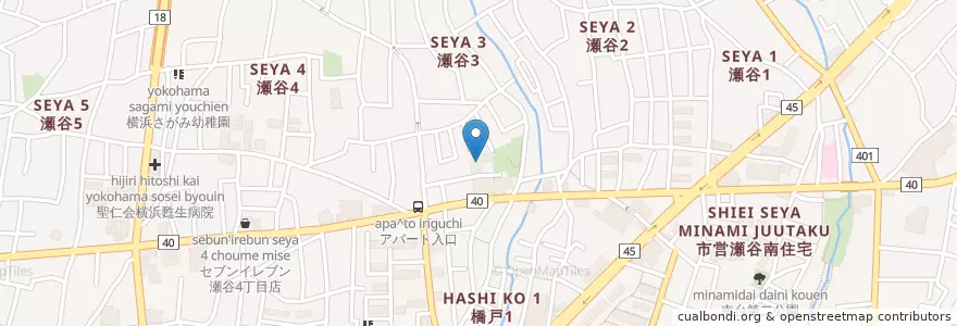 Mapa de ubicacion de 横浜市瀬谷第二保育園 en 일본, 가나가와현, 요코하마시, 瀬谷区.