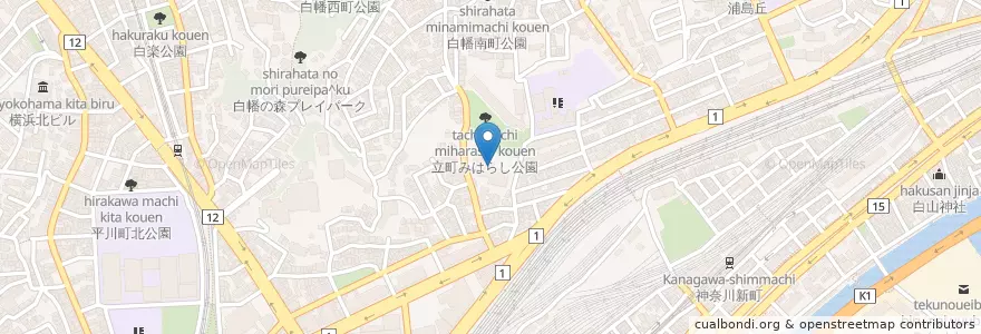 Mapa de ubicacion de 横浜市神奈川図書館 en Jepun, 神奈川県, 横浜市, 神奈川区.