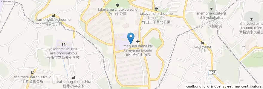 Mapa de ubicacion de 横浜市竹山保育園 en ژاپن, 神奈川県, 横浜市.