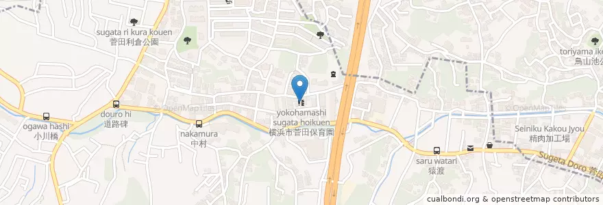 Mapa de ubicacion de 横浜市菅田保育園 en 日本, 神奈川縣, 横滨市.