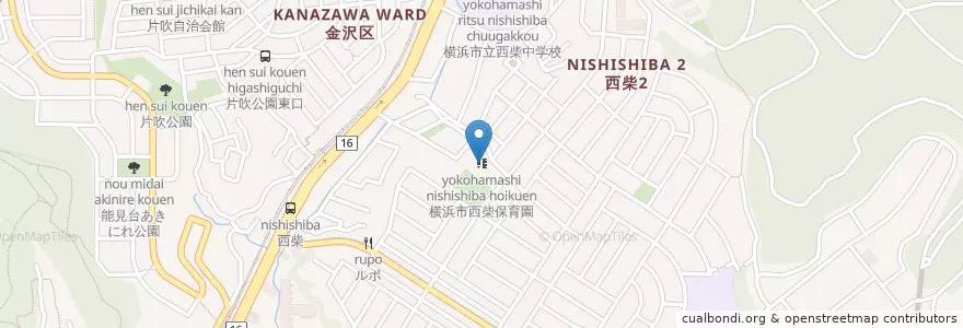 Mapa de ubicacion de 横浜市西柴保育園 en Japonya, 神奈川県, 横浜市, 金沢区.