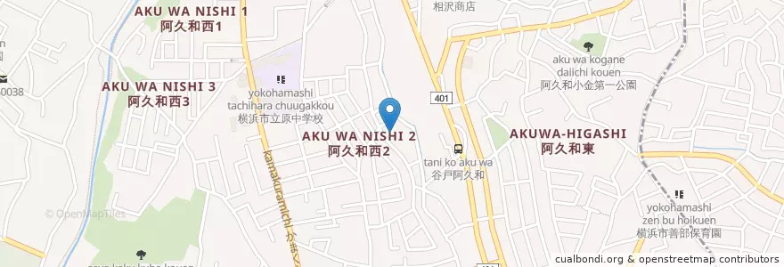 Mapa de ubicacion de 横浜市阿久和保育園 en 일본, 가나가와현, 요코하마시, 瀬谷区.