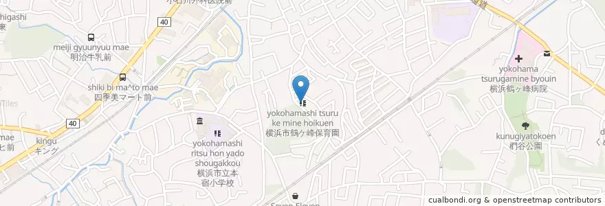 Mapa de ubicacion de 横浜市鶴ケ峰保育園 en Japão, 神奈川県, 横浜市, 旭区.