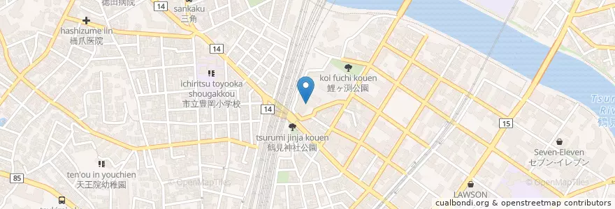 Mapa de ubicacion de 横浜市鶴見保育園 en Japão, 神奈川県, 横浜市, 鶴見区.
