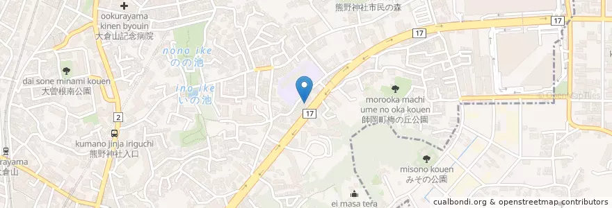 Mapa de ubicacion de 横浜師岡郵便局 en Japon, Préfecture De Kanagawa, 横浜市, 港北区.