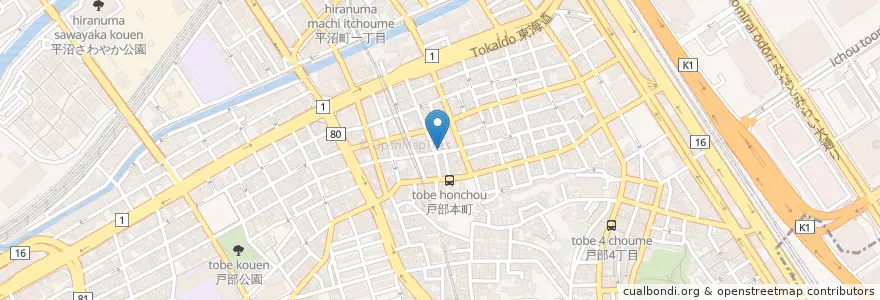 Mapa de ubicacion de 横浜戸部本町郵便局 en Япония, Канагава, Йокогама, Ниси.