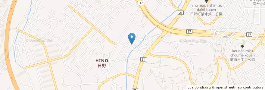 Mapa de ubicacion de 横浜日野郵便局 en 일본, 가나가와현, 요코하마시, 港南区.