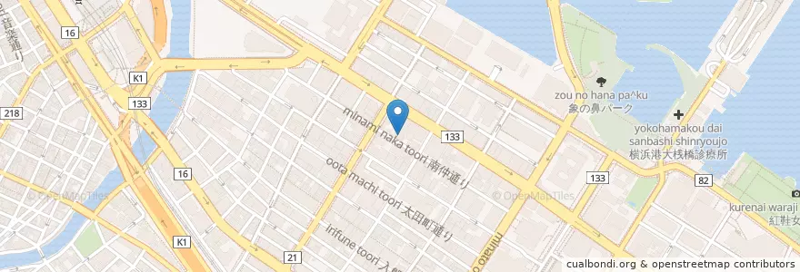 Mapa de ubicacion de 横浜本町郵便局 en 일본, 가나가와현, 요코하마시, 中区.