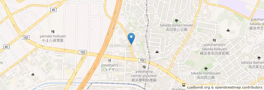 Mapa de ubicacion de 横浜東山田郵便局 en Japon, Préfecture De Kanagawa, 横浜市, 港北区.