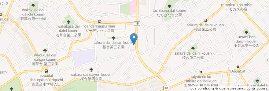 Mapa de ubicacion de 横浜桜台郵便局 en ژاپن, 神奈川県, 横浜市, 青葉区.