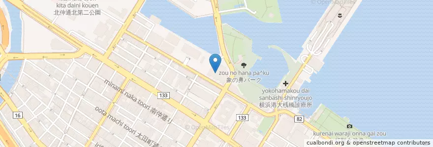 Mapa de ubicacion de 横浜検疫所 en Giappone, Prefettura Di Kanagawa, 横浜市, 中区.