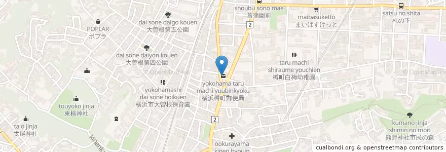 Mapa de ubicacion de 横浜樽町郵便局 en Japan, 神奈川県, Yokohama, 港北区.