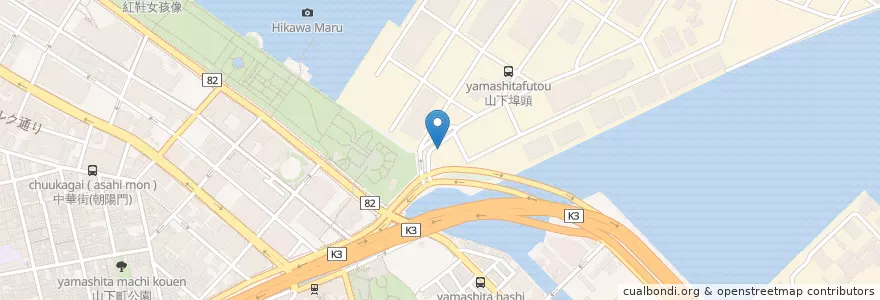 Mapa de ubicacion de 横浜水上警察署山下ふ頭交番 en Japonya, 神奈川県, 横浜市, 中区.