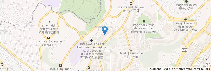 Mapa de ubicacion de 横浜汐見台郵便局 en 일본, 가나가와현, 요코하마시, 磯子区.