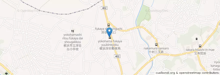 Mapa de ubicacion de 横浜深谷郵便局 en 일본, 가나가와현, 요코하마시, 戸塚区.