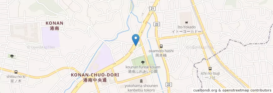 Mapa de ubicacion de 横浜港南中央通郵便局 en Giappone, Prefettura Di Kanagawa, 横浜市, 港南区.