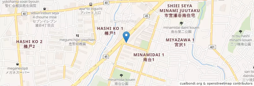 Mapa de ubicacion de 横浜瀬谷南郵便局 en Japan, Präfektur Kanagawa, Yokohama, 瀬谷区.