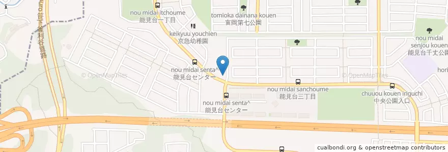 Mapa de ubicacion de 横浜能見台郵便局 en 일본, 가나가와현, 요코하마시, 金沢区.