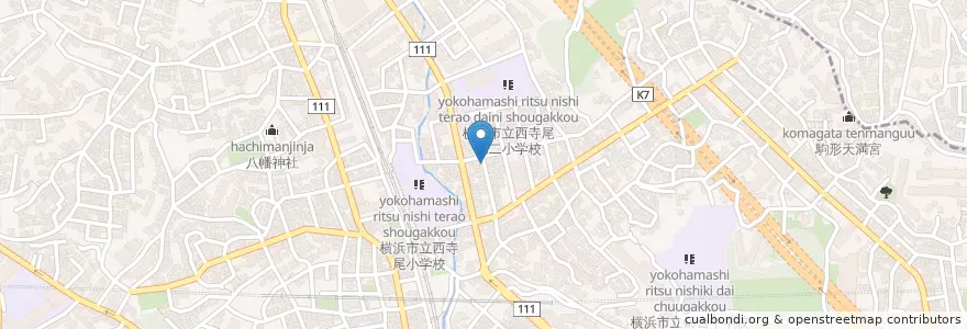 Mapa de ubicacion de 横浜西寺尾郵便局 en 日本, 神奈川縣, 横滨市, 神奈川区.