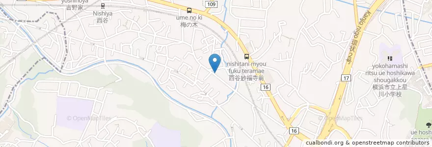 Mapa de ubicacion de 横浜西谷郵便局 en 일본, 가나가와현, 요코하마시, 保土ヶ谷区.
