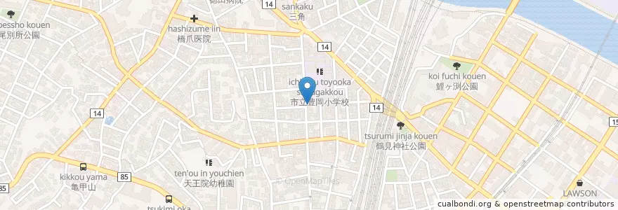 Mapa de ubicacion de 横浜豊岡郵便局 en 日本, 神奈川県, 横浜市, 鶴見区.