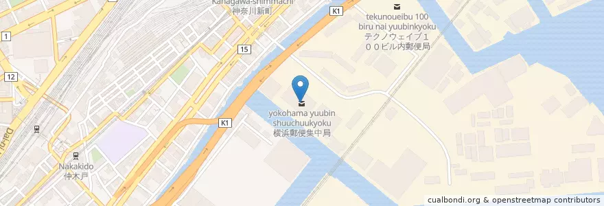 Mapa de ubicacion de 神奈川郵便局 en Japan, Präfektur Kanagawa, Yokohama, 神奈川区.