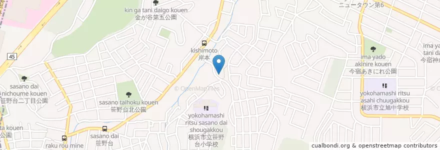 Mapa de ubicacion de 横浜金が谷郵便局 en Japon, Préfecture De Kanagawa, 横浜市, 旭区.