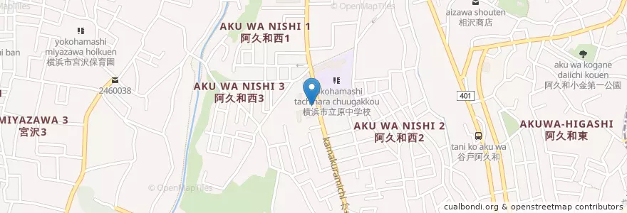 Mapa de ubicacion de 横浜阿久和郵便局 en Japon, Préfecture De Kanagawa, 横浜市, 瀬谷区.