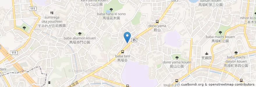 Mapa de ubicacion de 横浜馬場郵便局 en Giappone, Prefettura Di Kanagawa, 横浜市, 鶴見区.