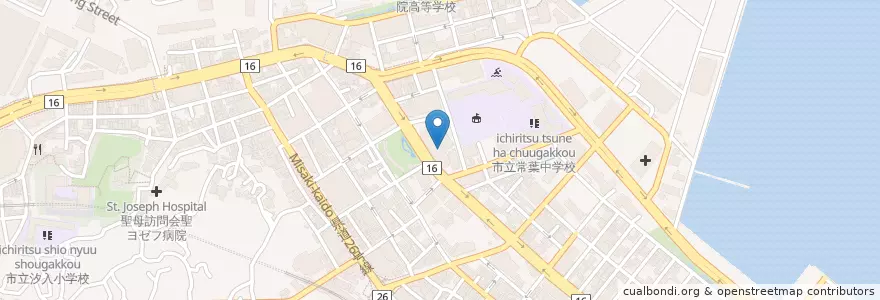 Mapa de ubicacion de 横須賀市役所 (Yokosuka City Hall) en 일본, 가나가와현, 横須賀市.
