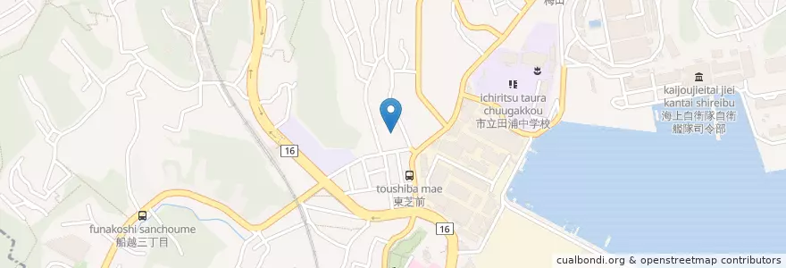 Mapa de ubicacion de 横須賀市立船越保育園 en 일본, 가나가와현, 横須賀市.