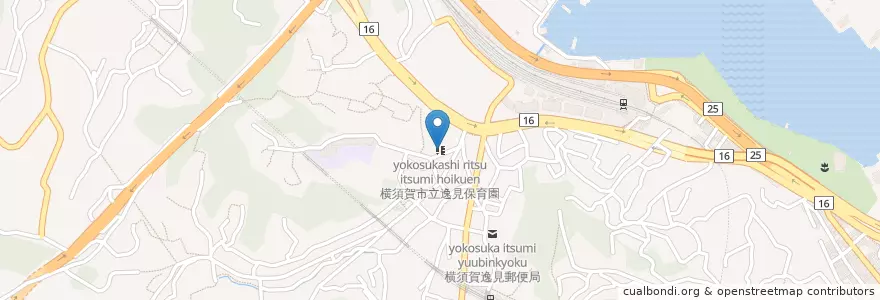 Mapa de ubicacion de 横須賀市立逸見保育園 en Jepun, 神奈川県, 横須賀市.