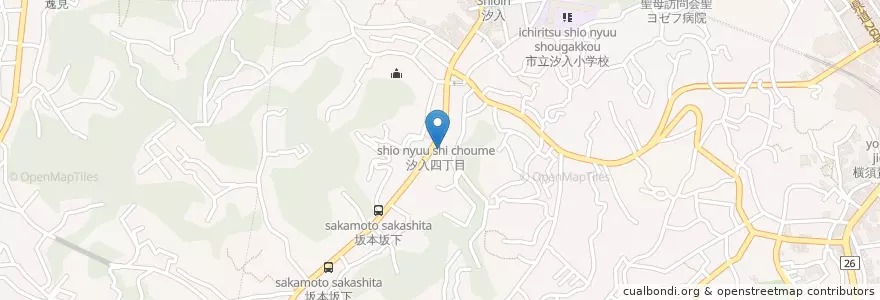 Mapa de ubicacion de 横須賀汐入南郵便局 en Giappone, Prefettura Di Kanagawa, 横須賀市.