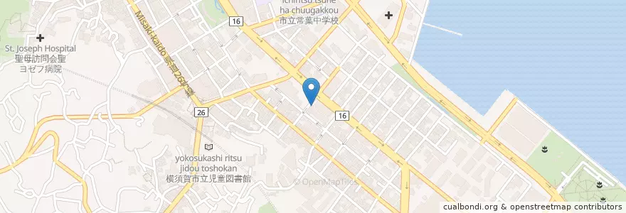 Mapa de ubicacion de 横須賀米が浜通郵便局 en 일본, 가나가와현, 横須賀市.