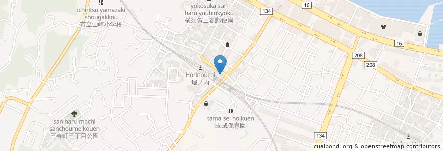 Mapa de ubicacion de 横須賀警察署三春町三丁目交番 en Japão, 神奈川県, 横須賀市.
